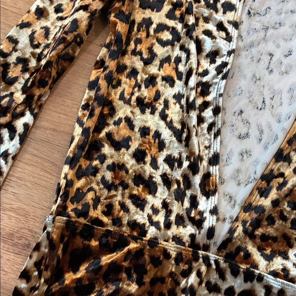 Urban Outfitters Out From Under CS Velour Long Sleeve Leopard‎ Bodysuit